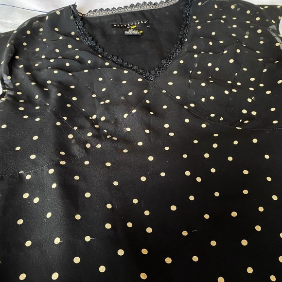 Apostrophe Petite Black Top White Polka Dots sz8 - Picture 4 of 5